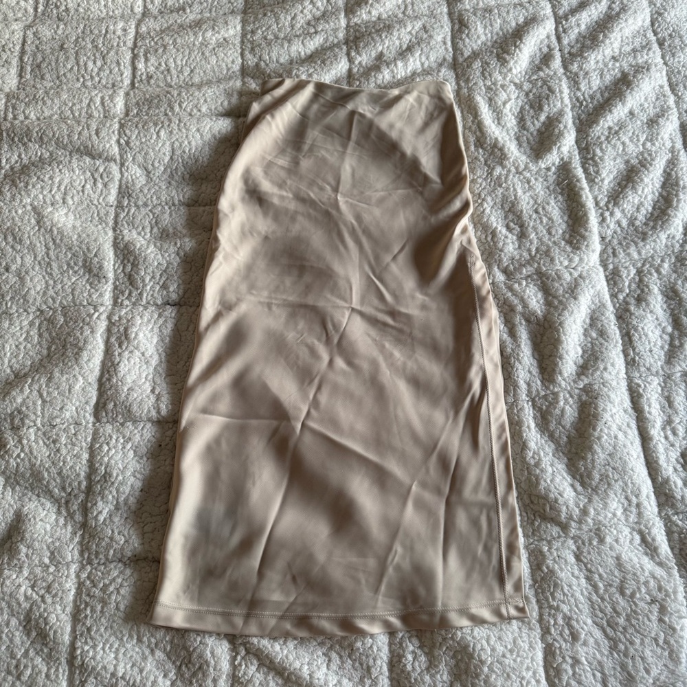 Urban Outfitters Cream Silk Pencil Skirt
